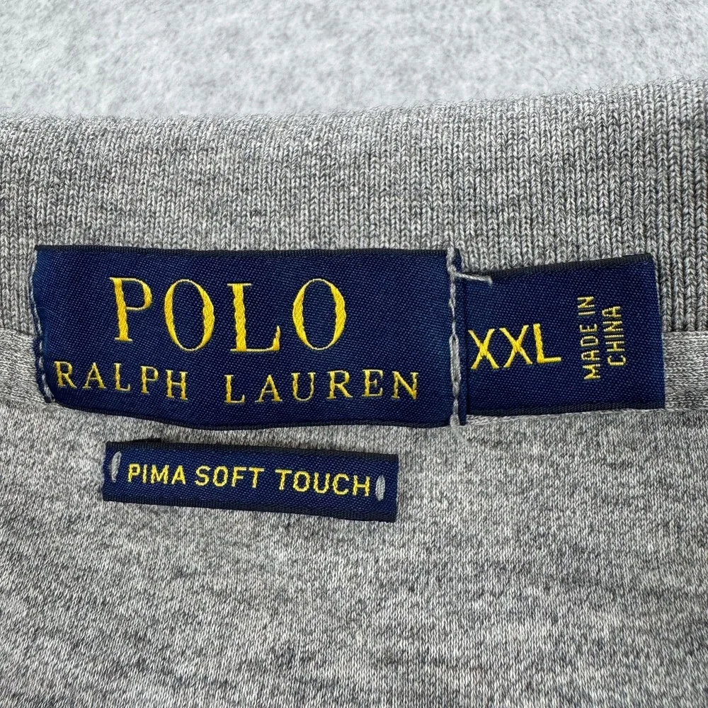 Polo Ralph Lauren Polo Shirt Mens 2XL Gray Pima Soft Touch Golf Full Color Pony